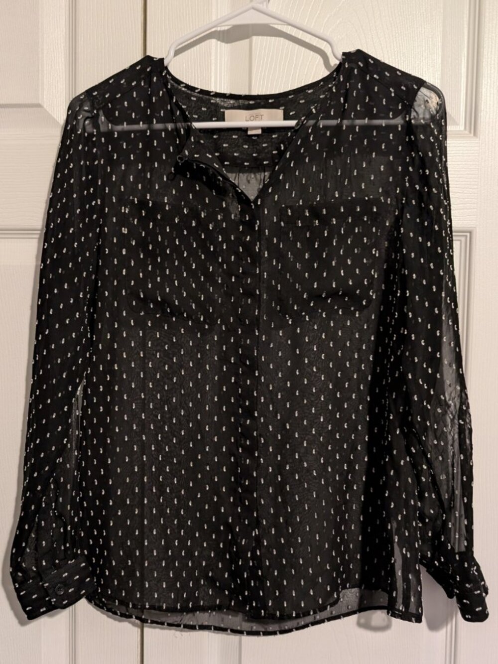LOFT Black sheer button down blouse - XS